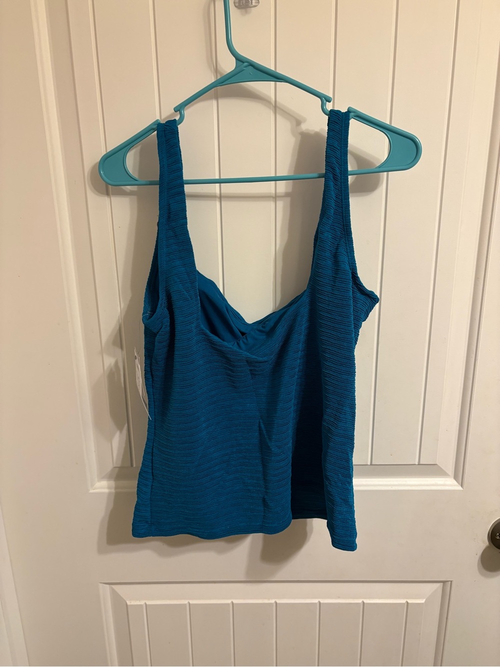 Time and Tru Teal Blue Textured Tankini Top - Picture 3 of 6